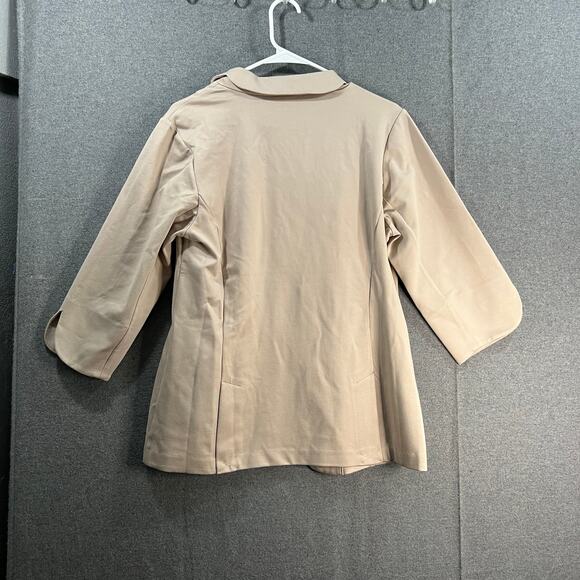 Isaac Mizrahi Live! Elements Womens Top Blazer Knit Jacket Tan Color Size Reg 10 - Picture 2 of 14